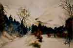 Aquarelle. Le pont des gouilles